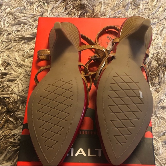 RIALTO - MARIELLA / RedMulti/ patent red &gold cage Strap Heel - Picture 7 of 10